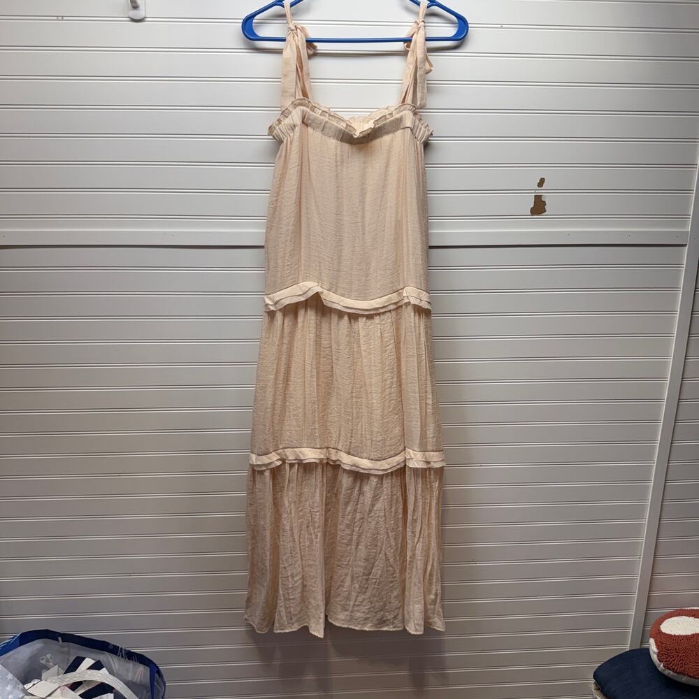 Mittoshop Tiered Maxi Dress with Tie Shoulder Straps Partial Lining Size S